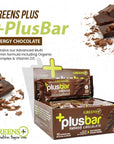 Greens Plusbar Energy Bars Chocolate Gluten Free Healthy Snacks with Organic Super Greens Superfoods  Dark Chocolate Vegan Dairy Free  Non GMO 8g Protein Meal Replacement Bars 12 Bars