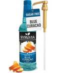 Syruvia Sugar Free Blue Curacao Syrup With Syrup Pump Dispenser  Blue Curacao Syrup Flavor 254 fl oz  Perfect for Cocktails ice Tea Desserts Italian Sodas Ice and More Kosher and GlutenFree