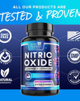 Extra Strength Nitric Oxide Supplement L Arginine 3X Strength - Citrulline Malate, AAKG, Beta Alanine - Premium Muscle Supporting Nitric Booster for Energy & Strength to Train Harder - 60 Capsules