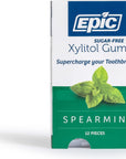 Epic Xylitol Chewing Gum  Sugar Free  Aspartame Free Chewing Gum Sweetened wXylitol for Dry Mouth  Gum Health Spearmint 12Piece Pack 12 Packs