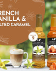 Syruvia Coffee Syrup Variety Pack  French Vanilla  Salted Caramel GlutenFree Kosher 254 fl oz Bottles  Enhance Your Coffee Experience with Premium Flavoring Syrups