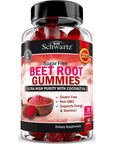 Sugar Free Beet Root Gummies - Nitric Oxide Beet Chews Infused with Coconut Oil for Highest Absorption - Supports Energy & Whole Body Health - Delicious Strawberry Flavor - 60 Count (30 Day Supply)