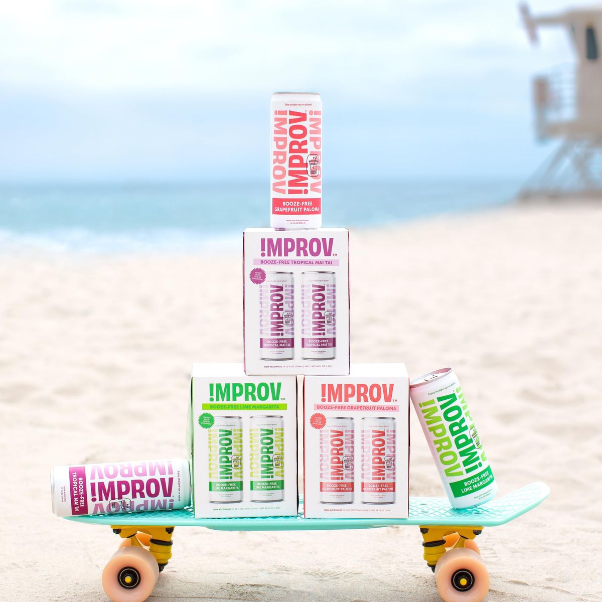 IMPROV BoozeFree Cocktails 12oz NonAlcoholic Beverage Mocktail Drink Mixer Vegan Gluten Free Zero Proof 4Pack Tropical Mai Tai