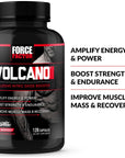 FORCE FACTOR Volcano Pre Workout Nitric Oxide Booster Supplement for Men with Creatine and L-Citrulline to Help Boost Nitric Oxide, Energy, Build Muscle & Improve Blood Flow, 360 Capsules