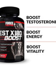 FORCE FACTOR Test X180 Boost Testosterone Booster and Energy Supplement for Men, Boost Energy, Increase Stamina, Enhance Vitality and Performance, with D-Aspartic Acid and Fenugreek, 120 Tablets