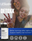 LES Labs DeToxx - Better Mornings & Recovery, Liver Support, Electrolyte Replenishment & Glutathione Support - Prickly Pear, Milk Thistle & NAC - Non-GMO Supplement - 60 Capsules