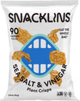 SNACKLINS Plant Based Crisps SEA SALT & VINEGAR - Gluten Free, Grain Free, 100% Kosher, Vegan Healthy Snacks, Crunchy Puffed Snack, Only 90 Calories Per Bag (Case of 6)