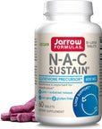 Jarrow Formulas N-A-C Sustain 600 mg - Antioxidant Amino Acid Supplement - 60 Sustain Tablets - Supports Liver & Lung Function - Precursor to Glutathione - 60 Servings (PACKAGING MAY VARY)