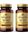 SOLGAR Naturally Sourced Vitamin K2 (MK-7) 100 mcg - 50 Vegetable Capsules, Pack of 2 - Whole Food Source from Natto Extract - Non-GMO, Gluten Free - 100 Total Servings