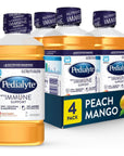 Pedialyte with Immune Support, Peach Mango, 4 Count, Electrolyte Hydration Drink, with Zinc, Selenium, and Magnesium, 1 Liter