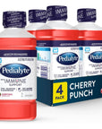 Pedialyte with Immune Support, Cherry Punch, Electrolyte Hydration Drink with Zinc, Selenium, and Magnesium, 1 Liter, Pack of 4