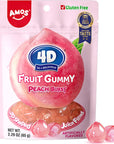 Amos 4D Fruit Gummy Peach Burst Fruity Snacks Jelly Filled Peach Flavor Soft and Chewy Gluten Free 229oz Per Bag 8 Bags