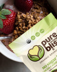 Pure Bliss Organic Low Sugar Granola (Cocoa Cashew Butter) Gluten Free, Vegan, Non-GMO, Low Glycemic, Best Tasting No Sugar Added, Superfoods, Healthy Snack Granola Cereal, Date Sweetened, Whole Foods "No Sugar Buzz" (Value Pack: 3 X 12oz Bags)