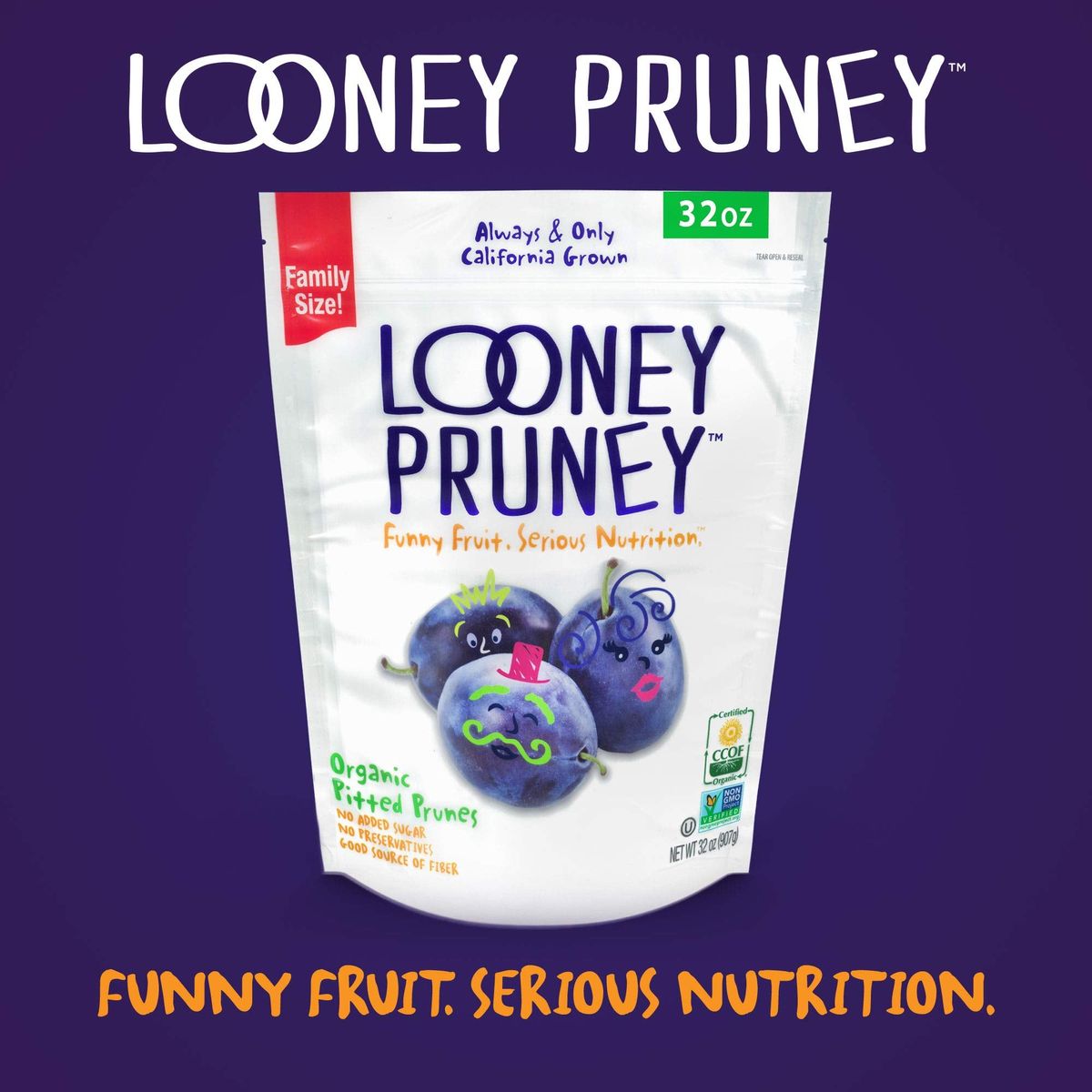 Looney Pruney Organic Pitted Dried Prunes for the Entire Family  Always CaliforniaGrown  Kosher  No Added Sugar  No Preservatives 32 oz