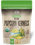 Ava Farms Organic Yellow Popcorn Kernels  24 Oz Bag GlutenFree Non GMO  Natural Healthy Kosher Popping Corn  UnPopped