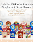 Coffee Creamer Singles Variety Pack Packaged by Bools International Delight Creamer Singles Set Delight Mini Coffee Creamer Coffee Mate Original  Mini Moos 4 Flavor Assortment 100 Pack Coffee Creamer Singles for Home Office Coffee Bar Gift