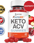 Justified Laboratories (3 Pack) Rapid Fit Keto ACV Gummies 1000MG with Pomegranate Juice Beet Root B12 180 Gummys