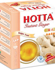 HOTTA Instant 100 Ginger Drink Powder No Sugar Soothes Throat Caffeine Free Easy to Brew Drink Like a Tea Hot or Cold Tea Real Asian Ginger 10 Sachets