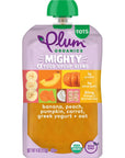 Plum Organics Mighty 4 Organic Toddler Food - Banana, Peach, Pumpkin, Carrot, Greek Yogurt, and Oat - 4 oz Pouch (Pack of 6) - Organic Fruit and Vegetable Toddler Food Pouch