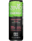 Zevia Zero Calorie Energy Drink Strawberry Kiwi 120mg Caffeine Zero Sugar NonGMO 12 Fl Oz Pack of 12