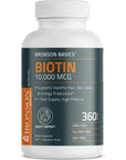 Bronson Biotin 10,000 MCG Supports Healthy Hair, Skin & Nails & Energy Production - High Potency Beauty Support - Non-GMO, 360 Vegetarian Tablets