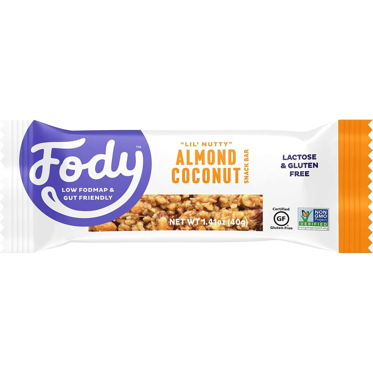 Fody Foods Vegan Protein Nut Bars, Almond and Coconut Flavor, 6g Protein per Bar, Low FODMAP Certified, Gut &amp; IBS Friendly, 12 Count