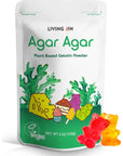 LIVING JIN Agar Agar Powder (4oz) Vegan Gelatin Substitute, Certified Gluten-free, Non-GMO, 100%, Sugar-free, Halal, Desserts, 100% Natural Red Algae