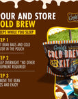 Gradys Cold Brew Cold Brew Coffee Concentrate Original Flavor Cold Brew Kit with 12 2oz Bean Bags plus 1 Pour and Store Pouch New Orleans Style Cold Brew Concentrate 36 Total Servings