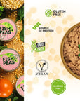 FISH PEAS  Vegan Fish Flakes NATURAL flavor  Vegan Fish Food Seasoning  Plant Based Ready to Eat Meals Gluten Free Organic Canned Vegan Meal Replacement  140g Pack of 4