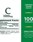 Nature's Bounty Vitamin C 1000mg, Immune Support Supplement, Powerful Antioxidant, 1 Pack, 100 Caplets