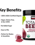 Force Factor Total Beets Organic Beetroot Powder Superfood to Boost Daily Nutrition USDA Organic Vegan GlutenFree and NonGMO Beet Supplement Unflavored 90 Servings