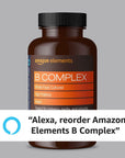 Amazon Elements B Complex, High Potency, 83% Whole Food Cultured, Supports Immune and Normal Energy Metabolism, Vegan, 65 Capsules, 2 month supply (Packaging may vary)