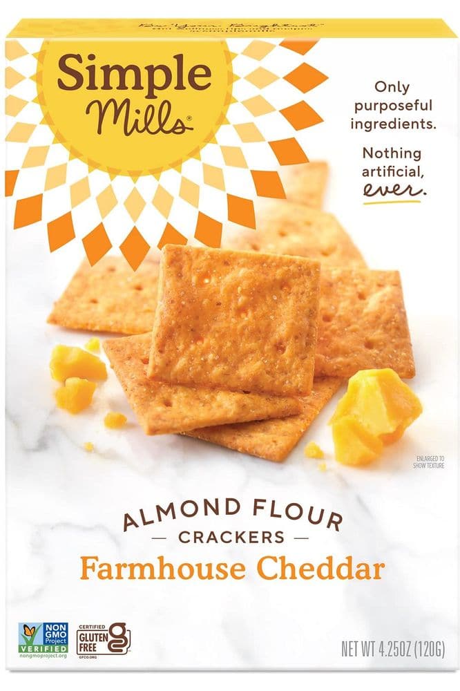 Simple Mills Almond Flour Crackers, Farmhouse Cheddar - Gluten Free, Healthy Snacks, 4.25 Ounce (Pack of 1)