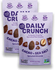 Daily Crunch Sprouted Almonds 5 Ounce Resealable Bags Cacao and Sea Salt 2 Pack Packaging May Vary  Sprouted and Dehydrated for a Unique Crunch Keto Friendly NonGMO Oil and Salt Free Vegan Healthy Snack