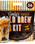 Gradys Cold Brew Cold Brew Coffee Concentrate Original Flavor Cold Brew Kit with 12 2oz Bean Bags plus 1 Pour and Store Pouch New Orleans Style Cold Brew Concentrate 36 Total Servings