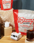 Bizzy Organic Cold Brew Coffee  Smooth  Sweet Blend  Coarse Ground Coffee  Medium Roast  Micro Sifted  Specialty Grade  100 Arabica  Brew Bags  12 Count  Makes 42 Cups