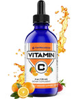 Liquid Vitamin C Drops - VIT C - 99% Pure Ascorbic Acid - for Adults and Kids - Organic, Non-GMO, Vegan - Bioactive Vitamin C Liquid Supplement - Skin Health, Immune Support, Antioxidants - 4oz