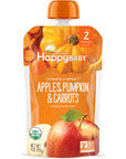 Happy Baby Organics Clearly Crafted Stage 2 Baby Food Apples, Pumpkin & Carrots, 4 Ounce Pouch (Pack of 16)