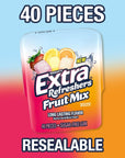 EXTRA Refreshers Fruit Mix Sugar Free Chewing Gum Bulk 40 Piece Bottle Pack of 6