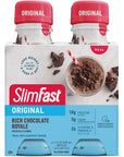 SlimFast Meal Replacement Shake Original Rich Chocolate Royale 10g of Ready to Drink Protein for Weight Loss 11 Fl Oz Bottle 4 Count Packaging May Vary