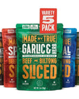 Made by True Beef Sliced Bites Ultimate Variety 2 Ounce Pack of 5  All Natural ZeroSugar True Jerky Biltong  High Protein Keto Paleo  Whole 30 Diet  SugarFree GlutenFree CarbFree