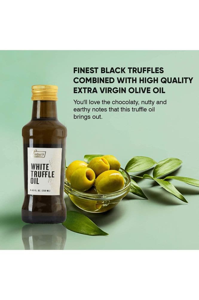 Lieber’s White Truffle Oil Premium Truffle Oil for Cooking, Salad Dressing, Seasoning, Marinade, Garnish, This White Truffle In Oil Is Kosher, Vegan, Vegetarian &amp; Gluten Free | 8.45 Fl Oz Glass Bottle