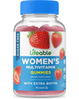 Lifeable Sugar Free Multivitamin for Women - Vegan Great Tasting - w/Vitamin A, C, D, E, B1, B2, Niacin, B5, B6, Folate, B12, Biotin, Iodine, Zinc, Chromium, Ginseng, Lycopene, Inositol - 90 Gummies