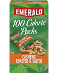 Emerald Nuts Roasted and Salted Cashews 7ct 1Pack 100Calorie Individual Packs Kosher Certified NonGMO Contains No Artificial Preservatives Flavors or Synthetic Colors