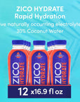 Zico Hydrate Fruit Punch No Artificial Colors or Flavors Kosher Gluten Free  NonGMO 169 Fluid Ounce Pack of 12