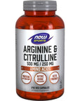 NOW Sports Nutrition, Arginine & Citrulline 500 mg/ 250 mg, Amino Acids, 240 Veg Capsules