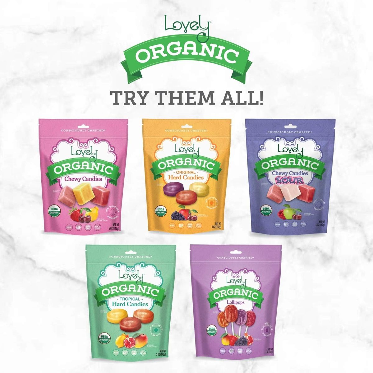 Lovely Candy Co Organic Sour Chewy Candies 8oz Bag 1pack  Natural Raspberry Apple  Cherry Flavors  Vegan Gluten Free NonGMO No Artificial Ingredients Individually Wrapped