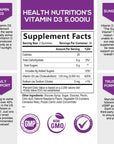 Vitamin D3 Gummies 5000 IU (125 mcg), Bone & Immune Support Vitamin D Gummy Dietary Supplement for Teeth & Muscle Support, Nature's Berry Vitamin D Supplement, Non-GMO - 60 Gummies