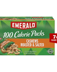 Emerald Nuts Roasted and Salted Cashews 7ct 1Pack 100Calorie Individual Packs Kosher Certified NonGMO Contains No Artificial Preservatives Flavors or Synthetic Colors