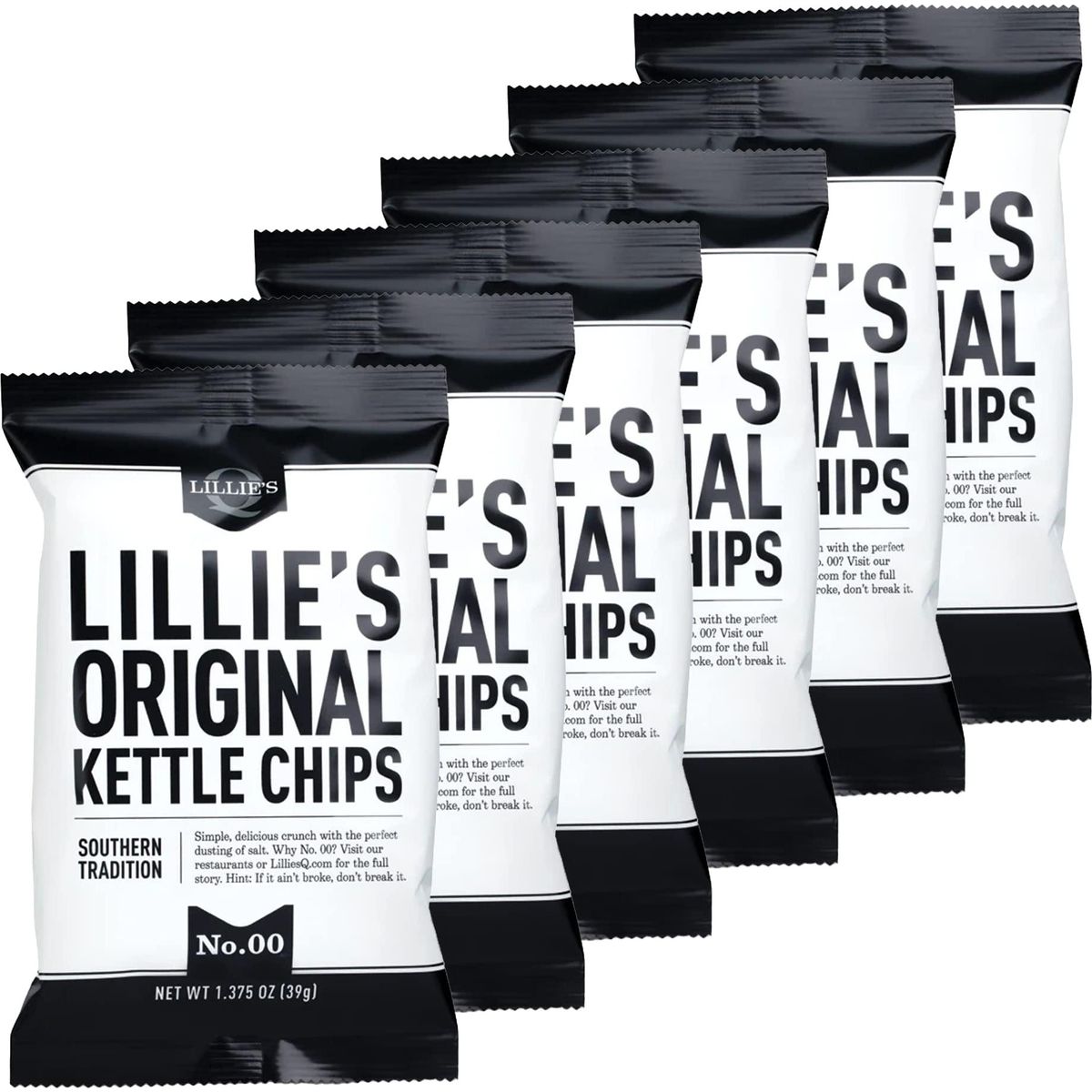 Lillie&#39;s Q - Lillie&#39;s Original Kettle Chips, Crunchy &amp; Salty Potato Chips, Small Batch Kettle Chips, Individual Bags, Delicious Snack, Made with Gluten-Free Ingredients (1.375 oz, 6-Pack)